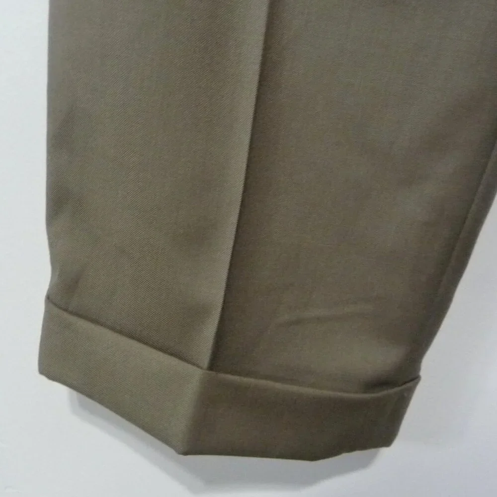 LRL WOOL PANTS PLEATED CUFFED WAIST 32
